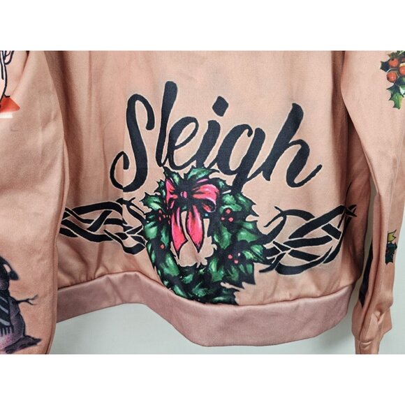 Ugly Christmas Sweatshirt Womens Size 3XL Real Boob Chest Tattoos Holiday Top - Picture 11 of 12